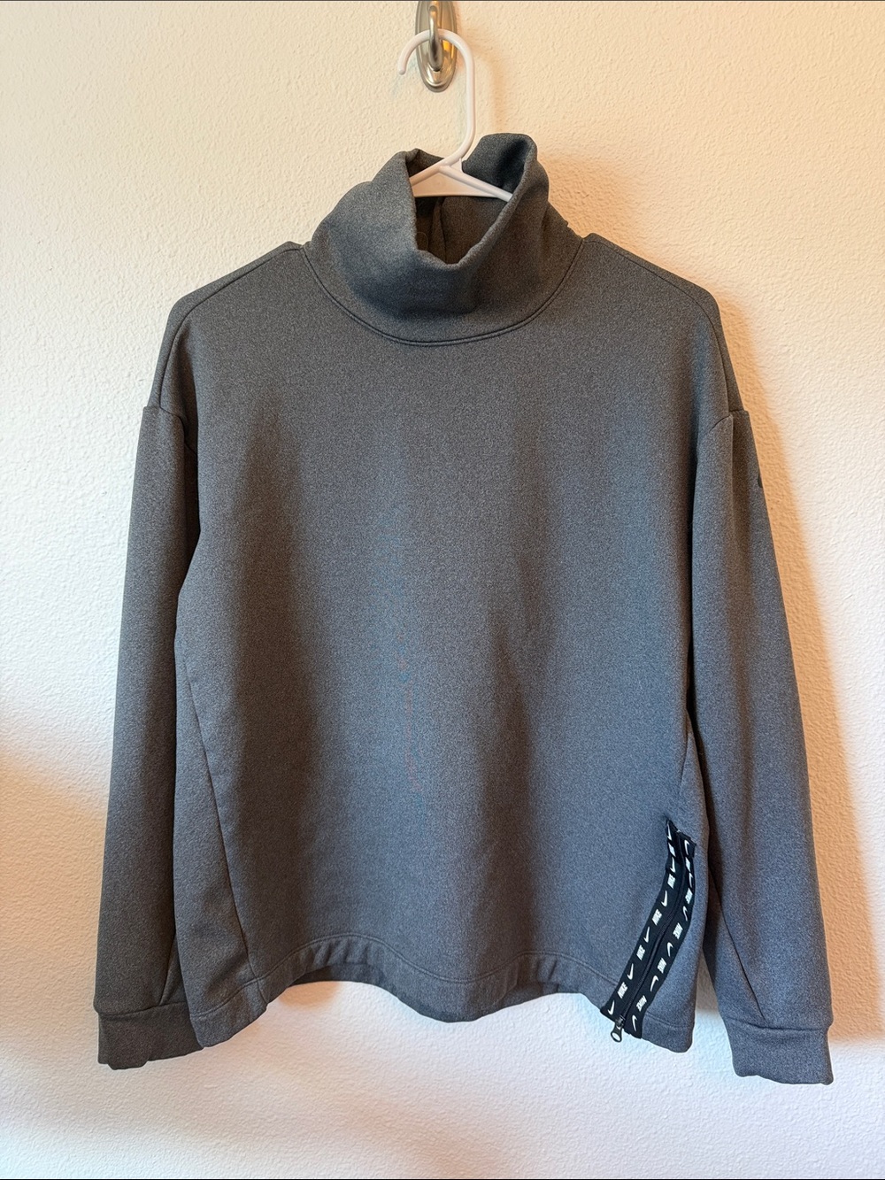 Nike Gray Turtleneck Pullover with Side Zip Detail
